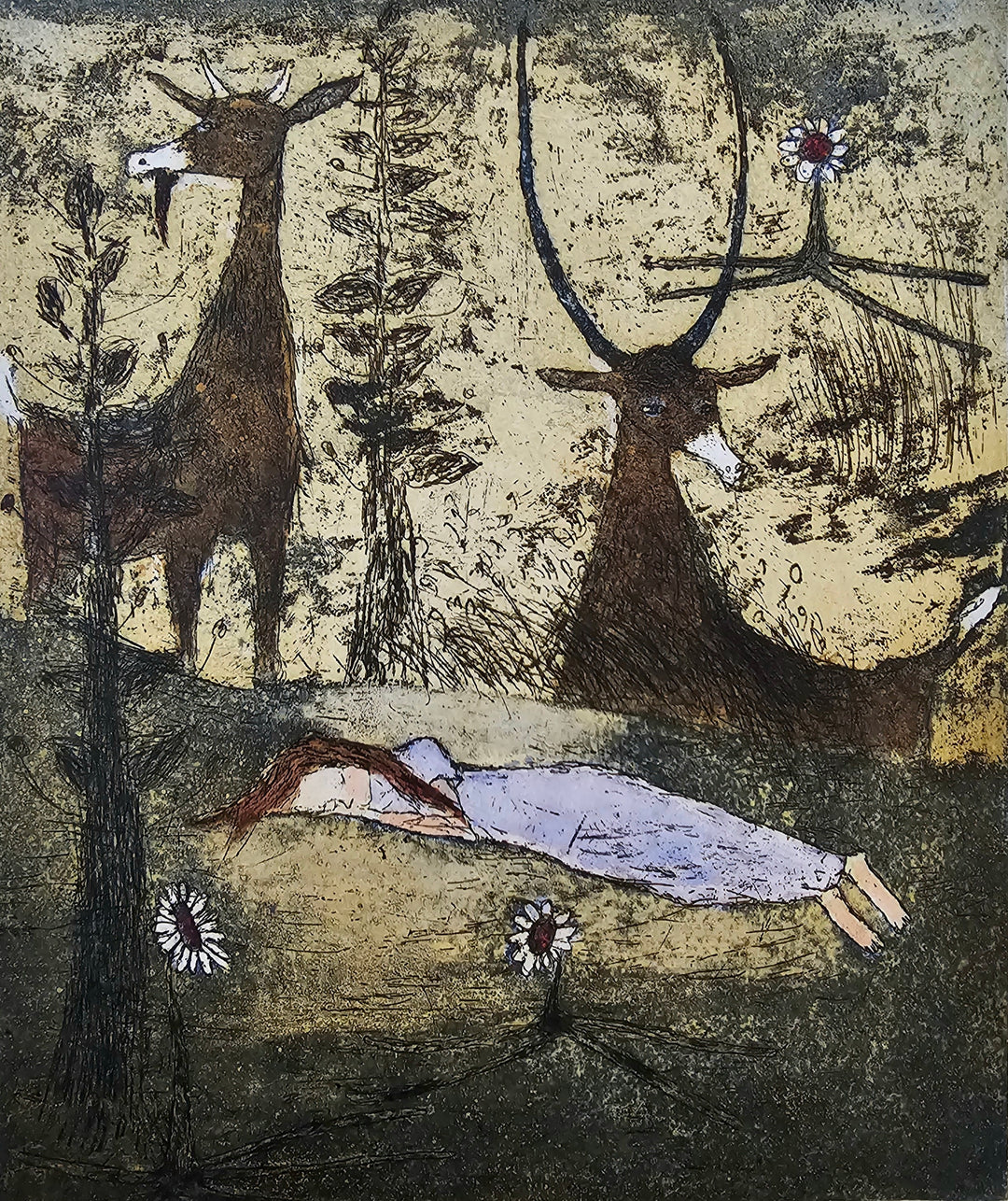 Helmi Koiviolan grafiikka Metsäpeti