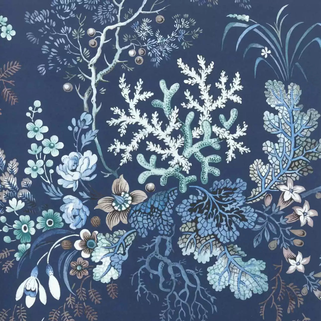 1838 Wallcoverings Kilburn's Coral - Ocean Blue 2311-166-03