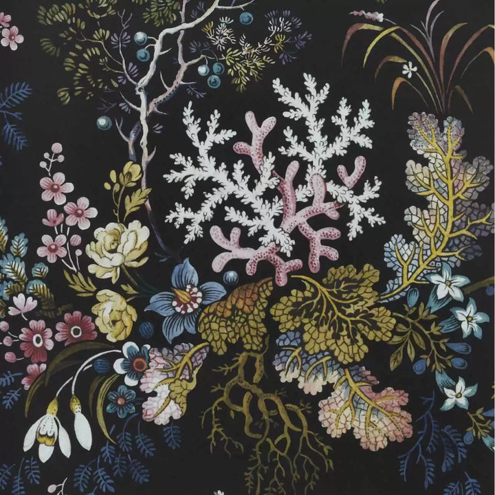 1838 Wallcoverings Kilburn's Coral - Midnight Black 2311-166-04