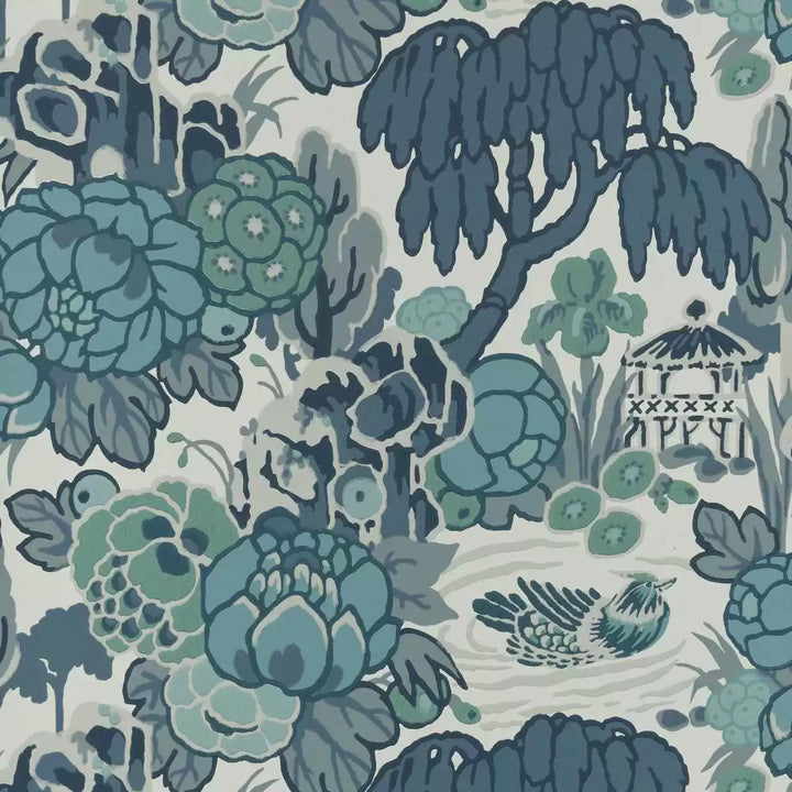 1838 Wallcoverings Mandarin Garden - Mist Blue 2311-169-01