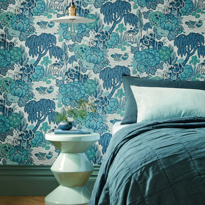 1838 Wallcoverings Mandarin Garden - Mist Blue 2311-169-01