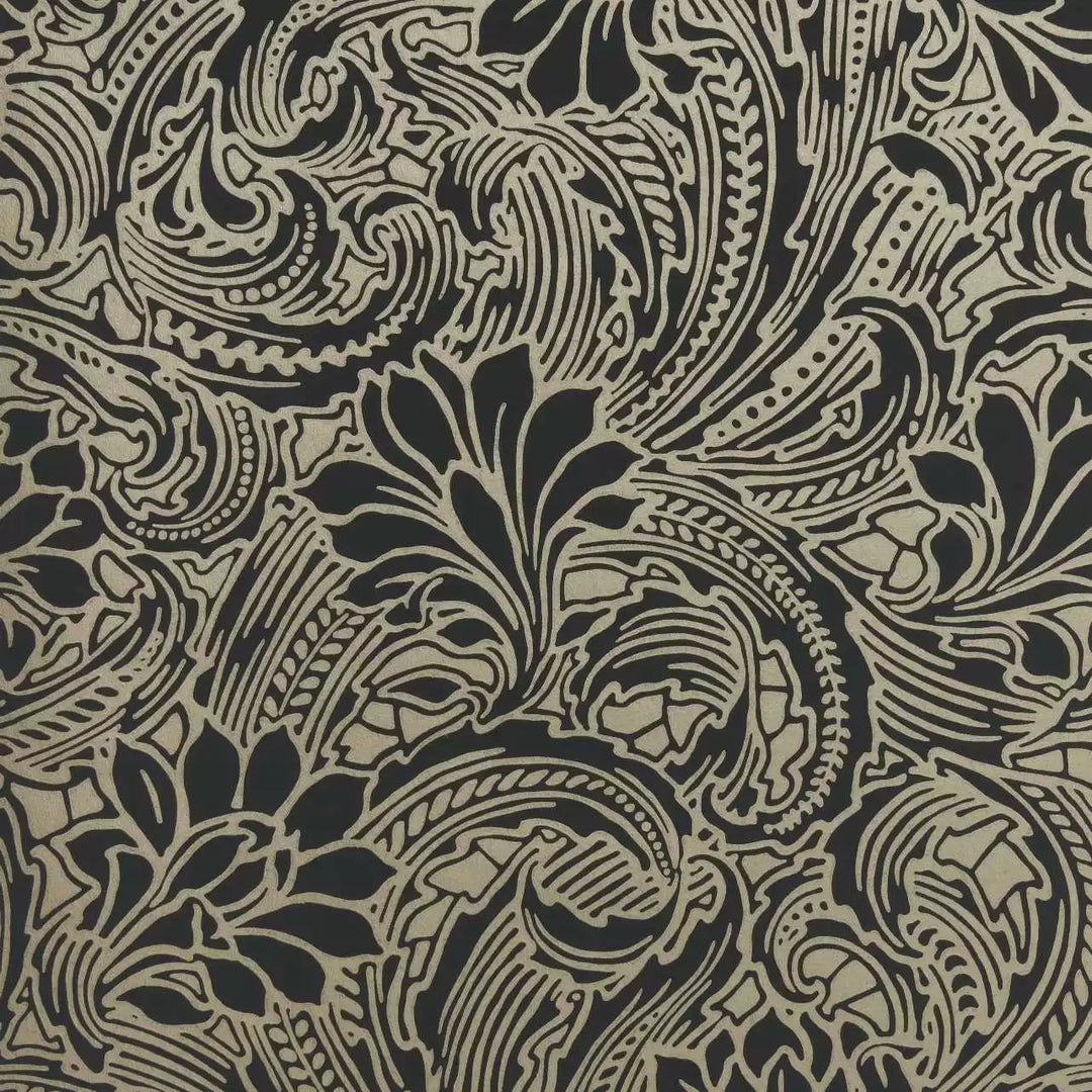 1838 Wallcoverings Eden - Midnight Black and Gold 2311-173-04