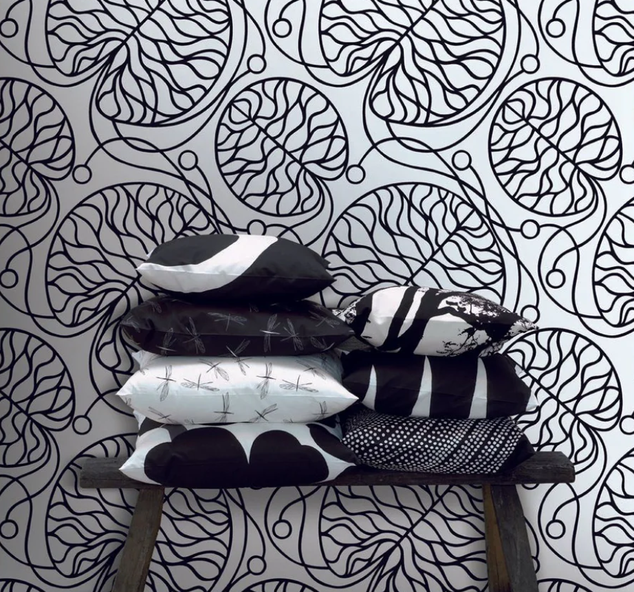 Marimekko Bottna Tapetti Mustavalkoinen