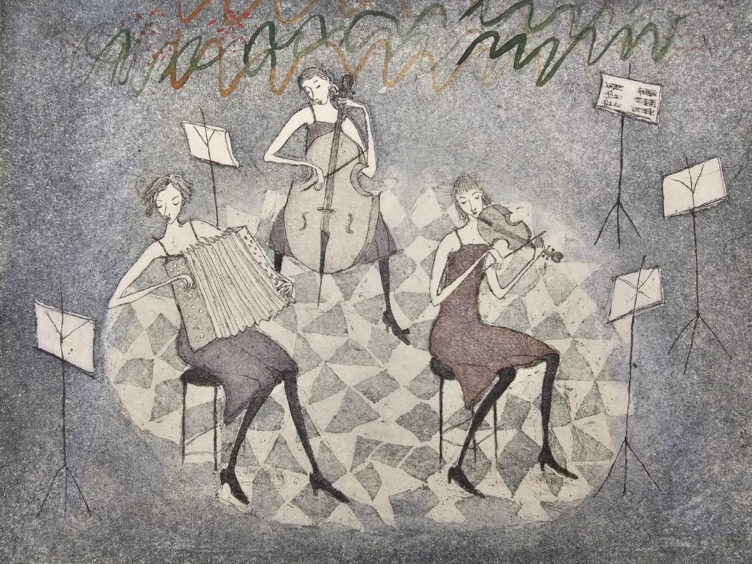 Emmi Vuorisen grafiikka Ranskalainen trio