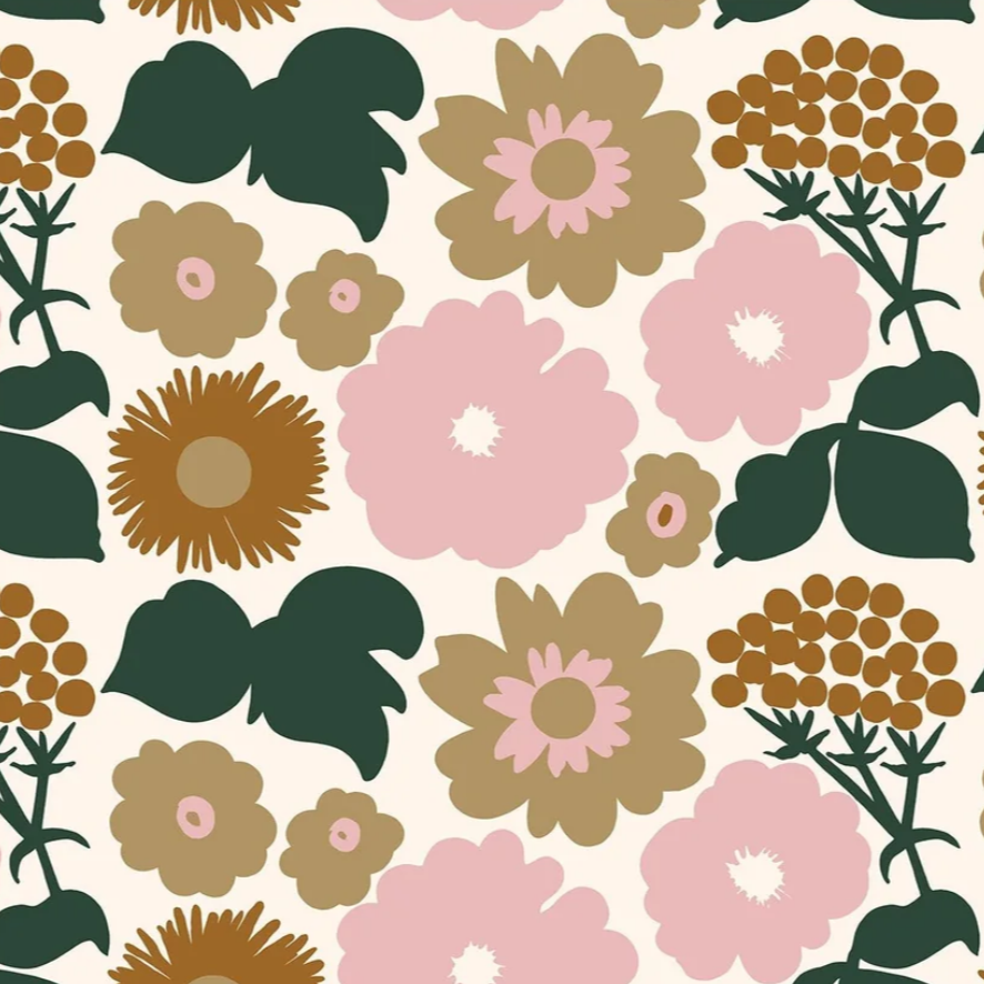 Marimekko Kukkatori Tapetti pinkki