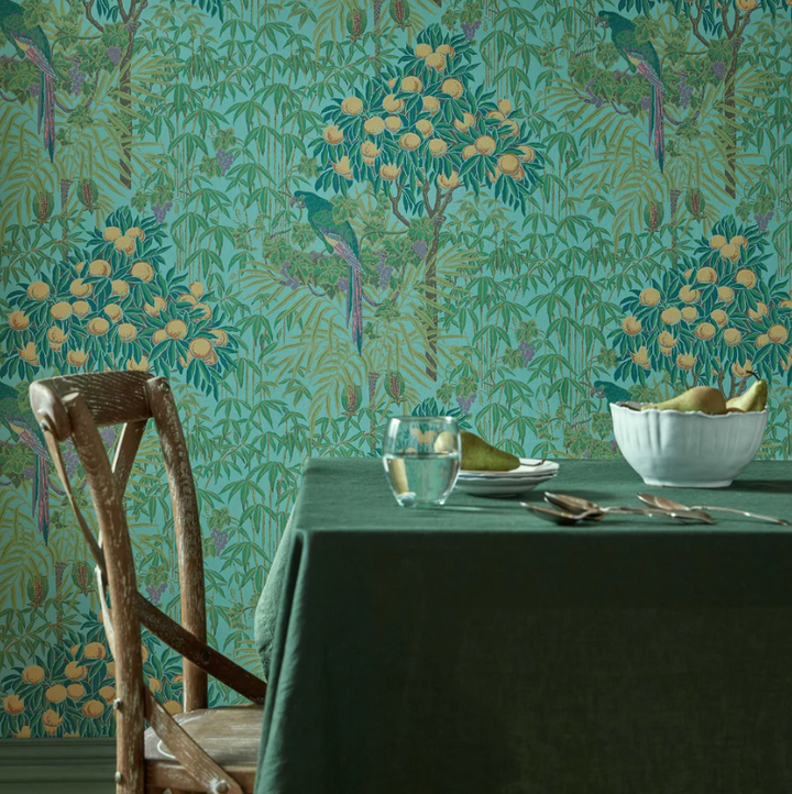 1838 Wallcoverings Macaw - Teal Wallpaper2311-167-04